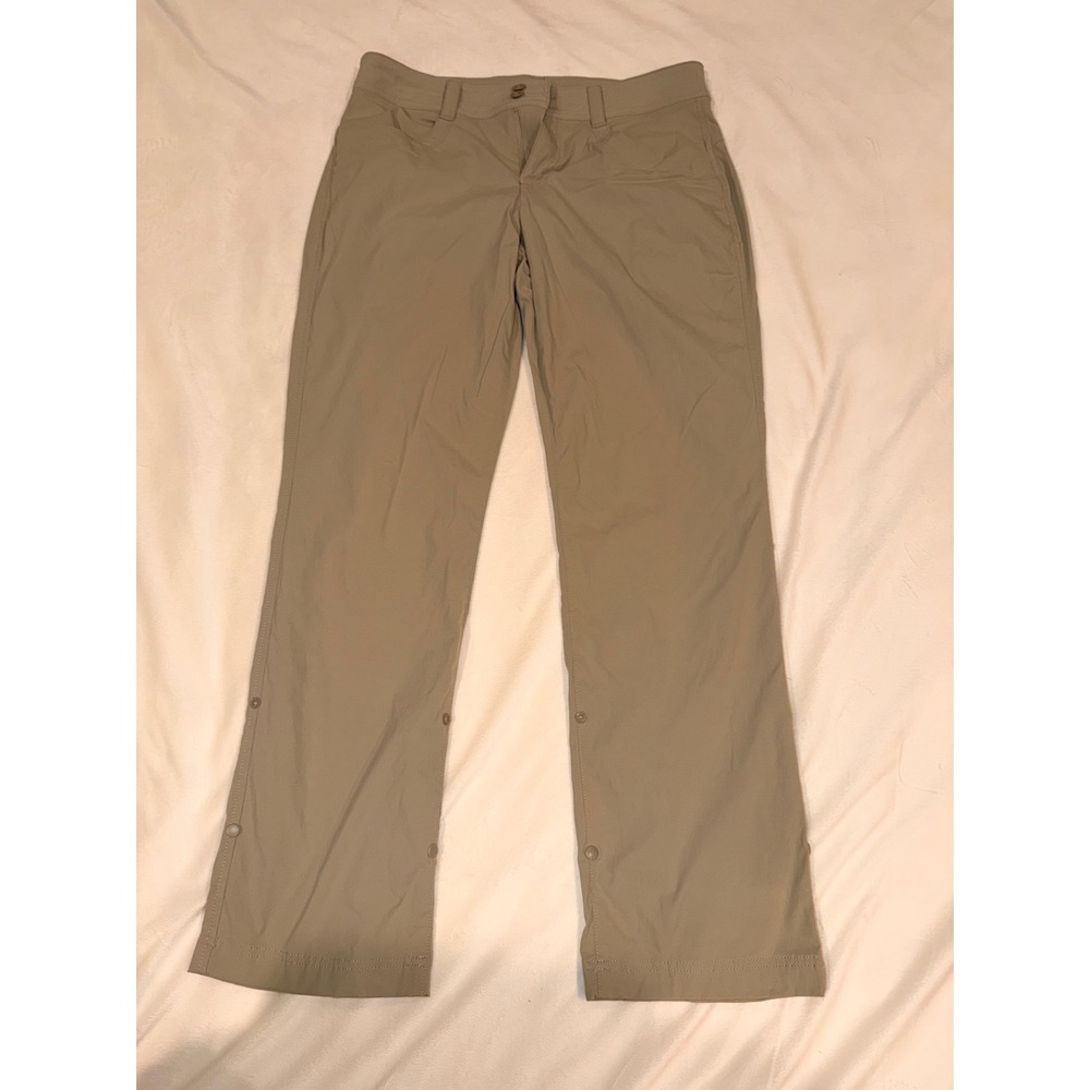 Eddie Bauer Firstr Ascent Women P6 Tan Hiking Pants Roll Up Convertible Stretch
